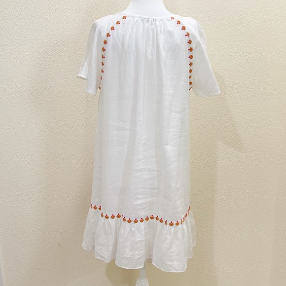 Madewell Embroidered Linen-Blend Raglan Ruffle Mini Dress - Picture 5 of 6